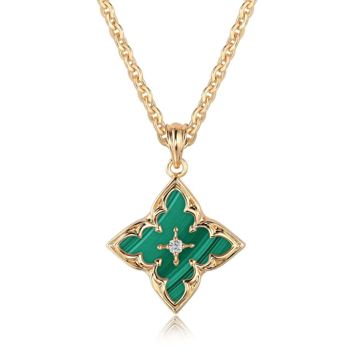 Blanc Clover Collier à Pendentif | Or