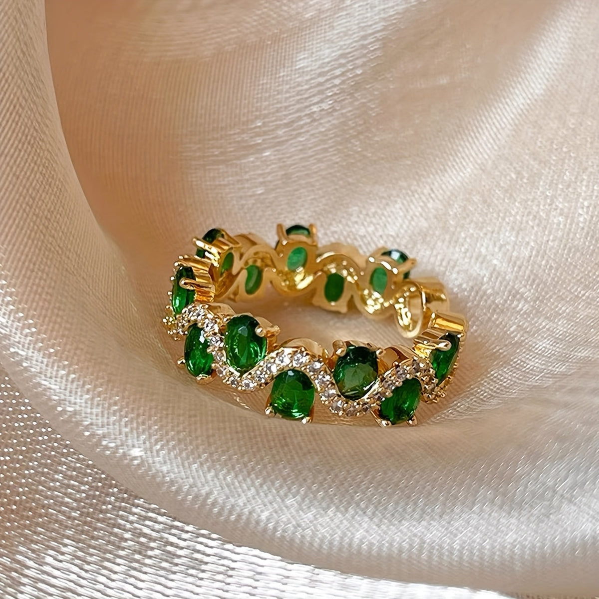Calira Sparkling Émeraude Bague Ouverte | Or