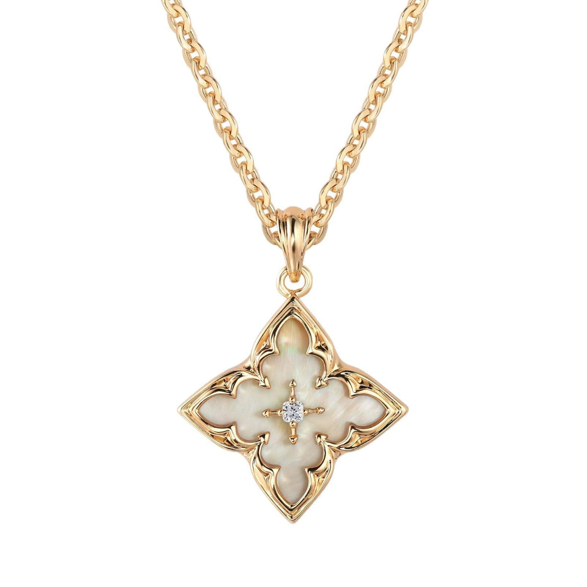 Marron Clover Collier à Pendentif | Or