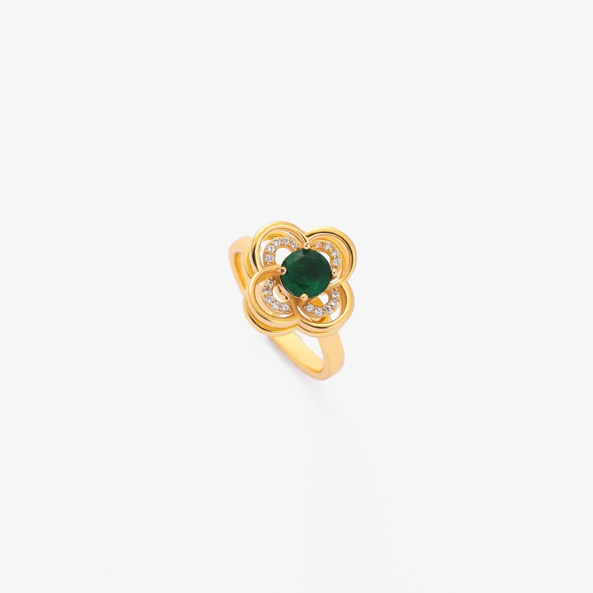 Clover Halo Émeraude Bague Tournante | Or